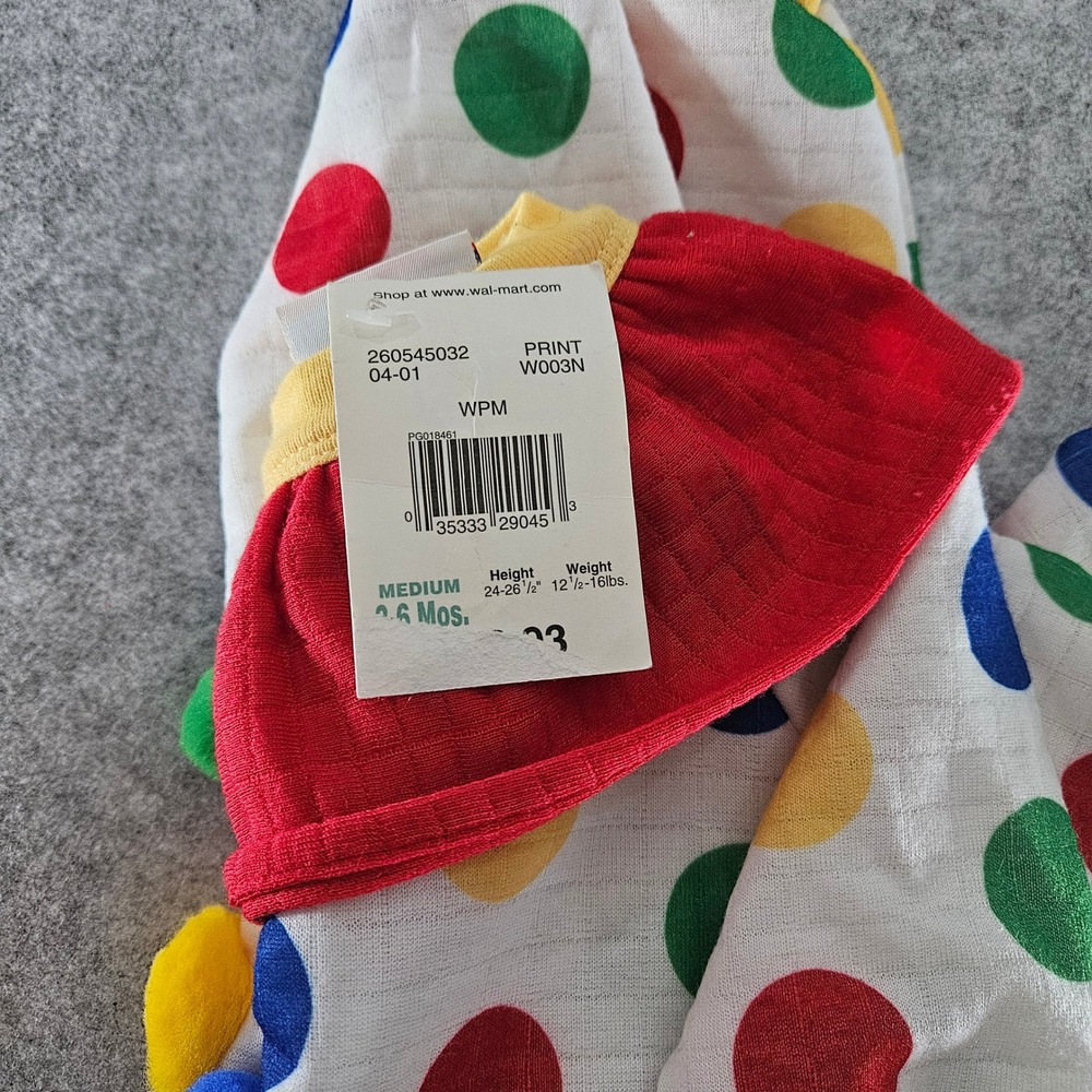 Walmart Baby Clown Costume Set Polka Dot Ruffle Collar Hat 3-6 Months NEW - Picture 3 of 3